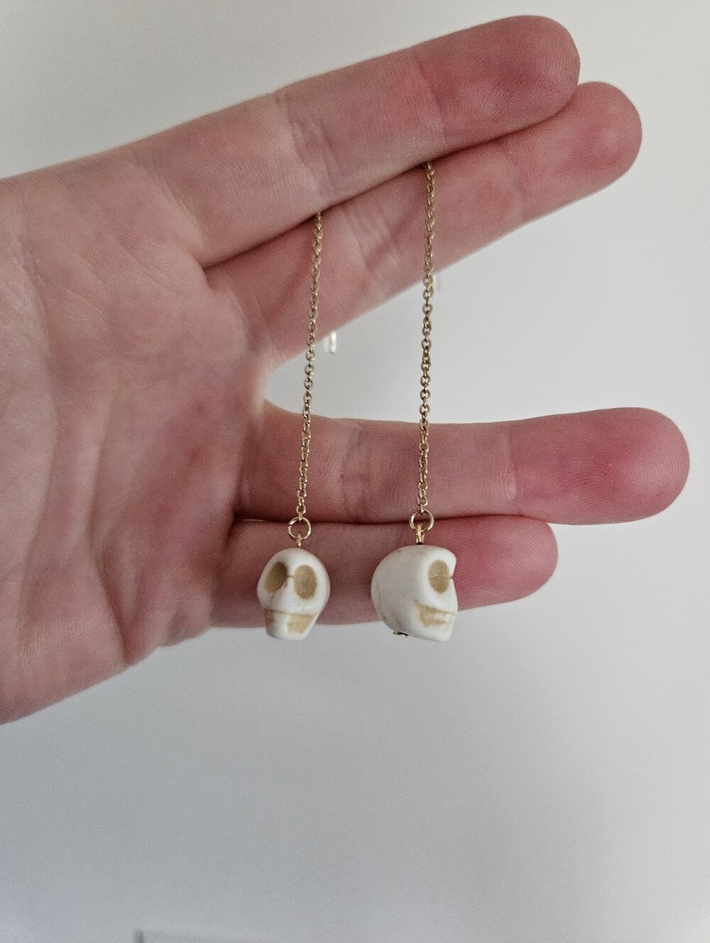 Handmade Skull Threader Earrings